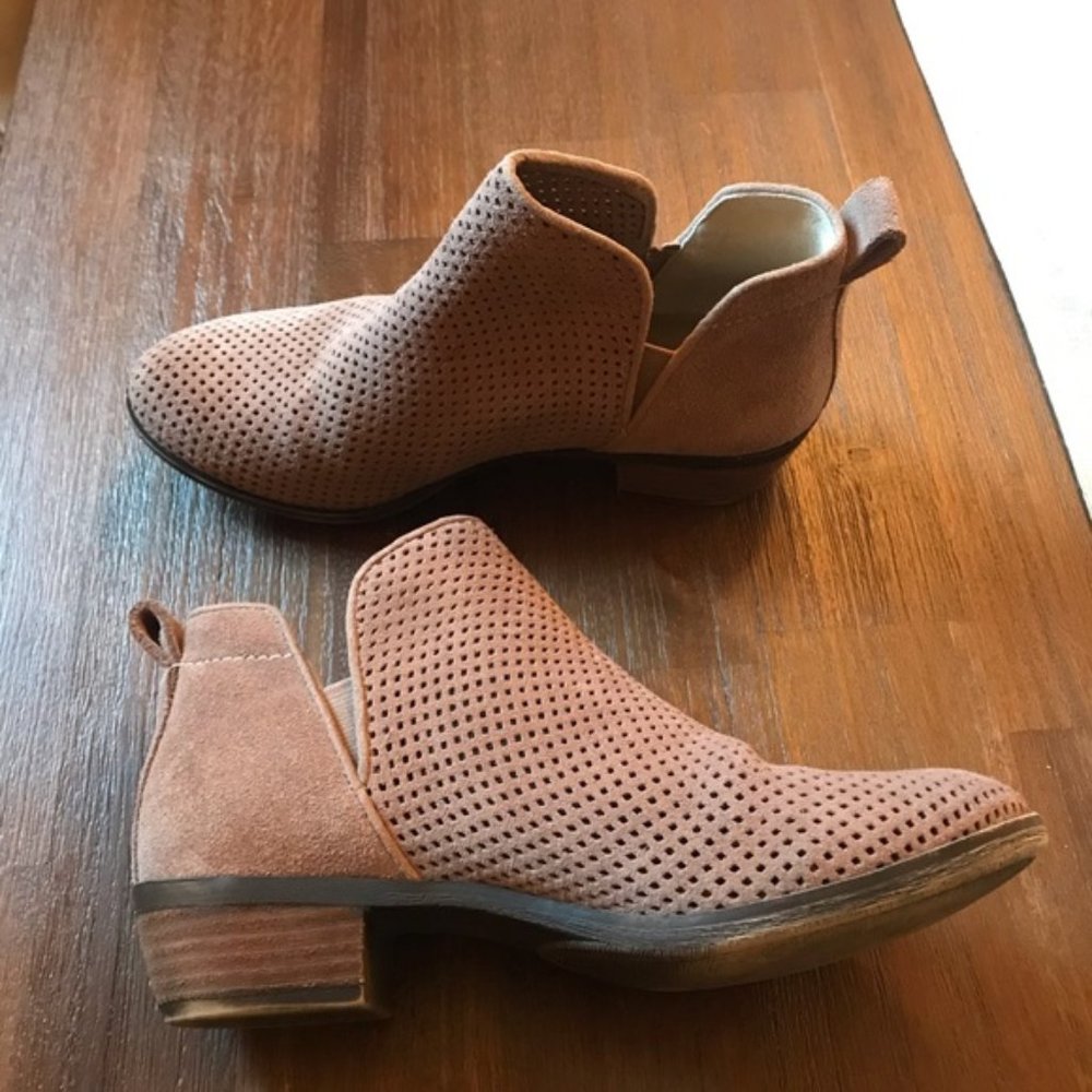 bp | Tan Perforated Faren Bootie, Size 5.5